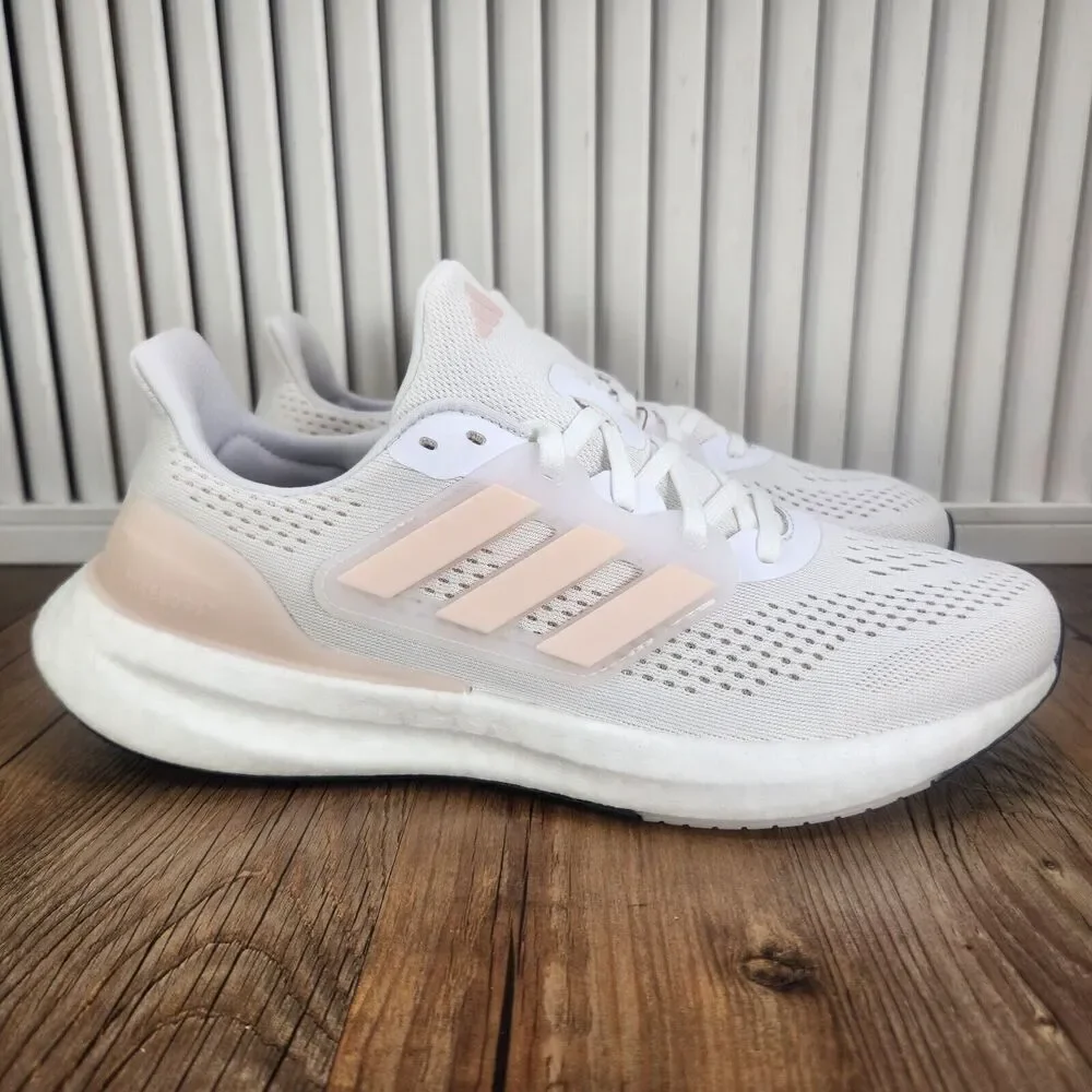 Adidas Pureboost 23 IF2392 Womens 8.5 White Pink Athletic Running Sneakers Shoes